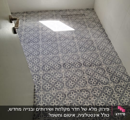 רצפת אריחים מעוצבת בחדר אמבטיה